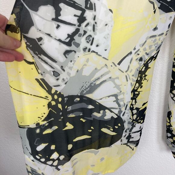 Cato NWOT Wide leg high waisted chiffon lined Yellow, Black Abstract Print Pants - Picture 10 of 16